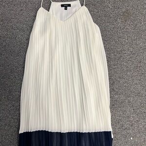 Very J Cream Pleated Spaghetti Strap Dress